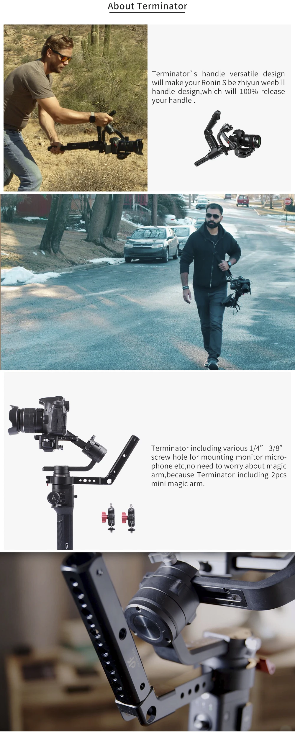 Терминатор универсальная ручка магический рычаг gimbal аксессуары для Ronin S как ZHIYUN weebill дизайн монтажный микрофон/монитор/светодиодный