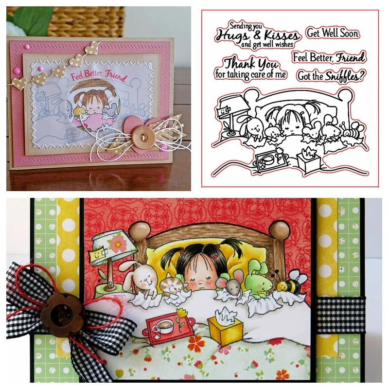 Спящая девушка отправляет вам хорошие пожелания прозрачные штампы для