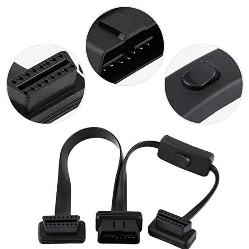 Удлинительный Кабель OBDII полный 16 Pin 2 в 1 с переключателем Obd Obd2 ELM327 сканер ELM 327 V2.1