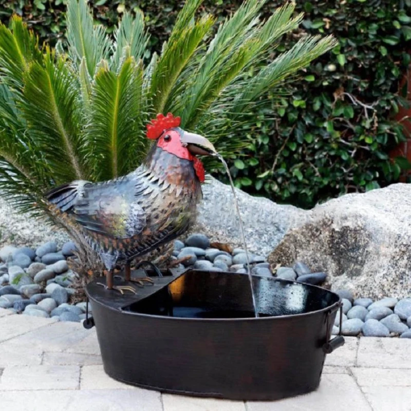 Фонтан двор Искусство Декор петух ворона Сова струящаяся Вода Смола ремесла