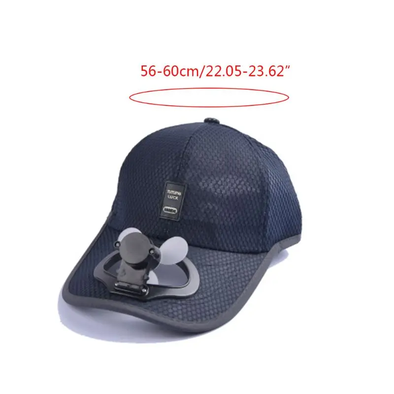 Adult Summer Sunscreen Mesh Baseball Cap with USB Rechargeable Mini Cooling Fan