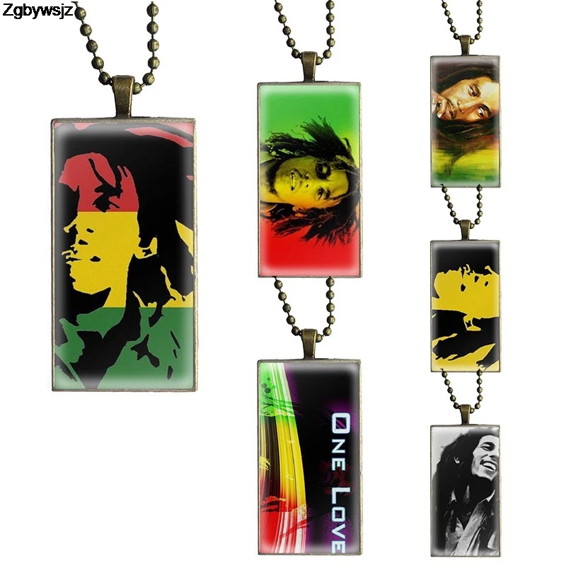 Раста регги Bob Marley One Love для девочек моды с подвеской в форме прямоугольное