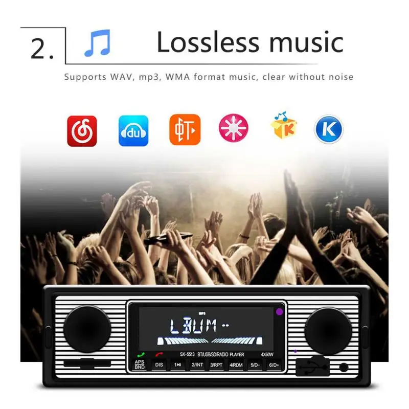 Автомобильный радиоприемник Adeeing винтажный беспроводной MP3-плеер 12 В