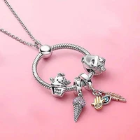 2020 new 100 925 sterling silver pan 11 spring ice cream cactus backpack hand letter o pendant necklace female