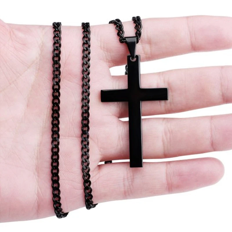 

Vintage Gothic Pendant Cross Necklace Cool Street Style Punk Jewelry For Men Women Black Chain Accessories On the Neck Gift