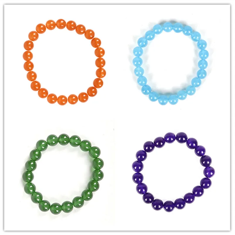 Оптовая продажа, браслет из оранжевого и синего халцедона из натурального камня, эластичный шнур, пуловер, ювелирные изделия, бусины для влюбленных, подарок для женщины Оптовая продажа, браслет из оранжевого и синего халцедона из натурального камня, эластичный шнур, пуловер, ювелирные изделия, бусины для влюбленных, подарок для женщины