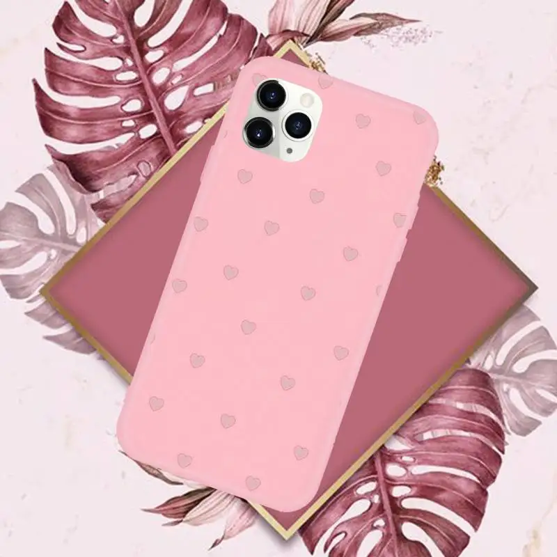 

Love heart Phone Case Pink Candy Color for iPhone 11 12 mini pro XS MAX 8 7 6 6S Plus X SE 2020 XR