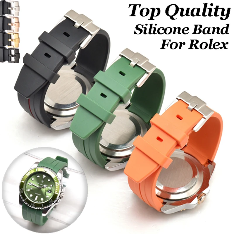 Silicone Watch Band 20mm 21mm 22mm FKM Rubber High Quality for Rolex Submarainer Yacht-Master Luxury Great Fluoro Rubber Strap