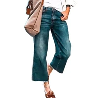 women wide leg jeans loose ankle length pants vintage 90s high waist ladies pants causal hot summer mom jeans cropped trousers