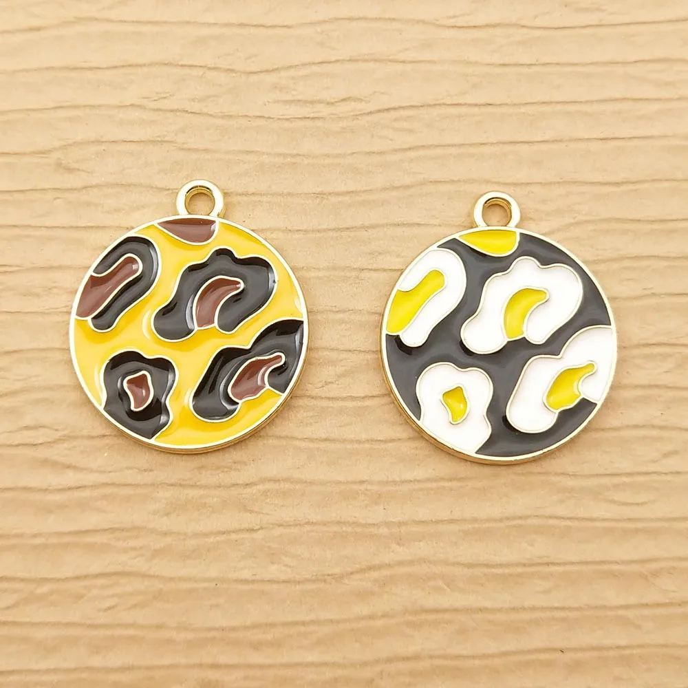 

10pcs 20x23mm enamel round charm for jewelry making crafting fashion earring charm necklace pendant bracelet charms