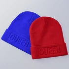Зимняя шапка, облегающие шапки King Queen, модная шапка в стиле хип-хоп для пар, Повседневная однотонная шапка, мужская и женская теплая вязаная шапка, лыжные шапочки, шапка