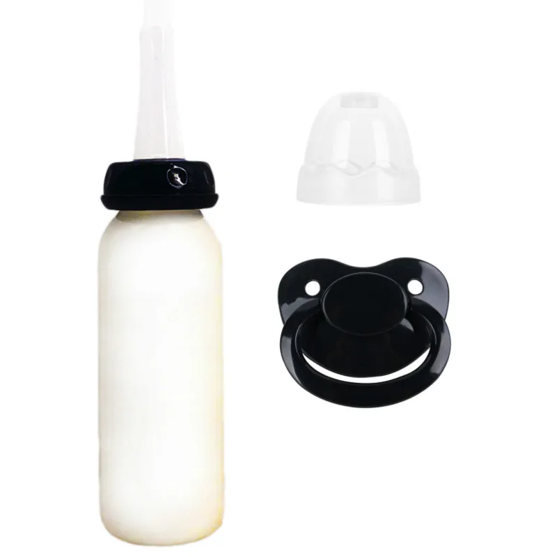 Abdl Adult Baby Bottle and Adult Pacifier - ABDL & DDLG Milk Bottles Little Space Ddlg Bottle Daddy Little Girl (240ML)-Black