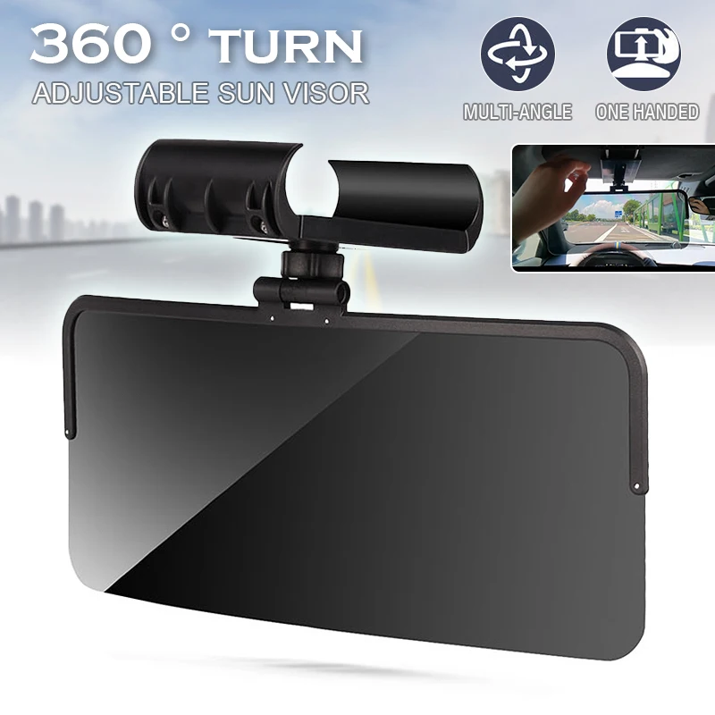 

New 3pcs Car Sun Visor Durable ABS Anti Sunlight Dazzling Goggle Multi-functional Sunshade Blocker 360 Degree Adjustable Parts