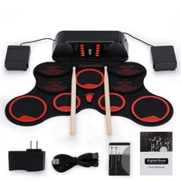 9 pad roll up electronic drum kit folding silicon drum pad digital electronic drum kit