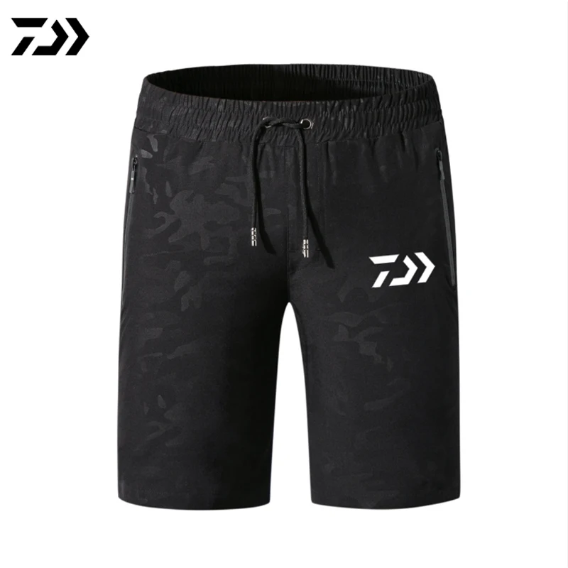 Черный Daiwa, летние шорты для мужчин, Спортивная, дышащая, одежда для рыбалки, для бега, велоспорта, гольфа, рыбалки, шорты, быстросохнущие, одежда - Цвет: Черный