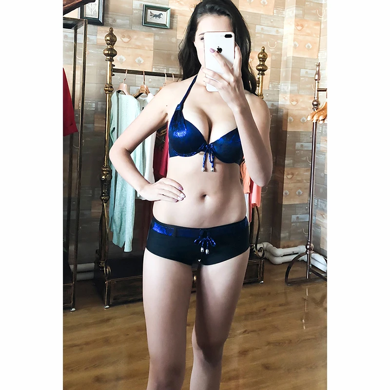 Женский комплект бикини с принтом змеи блестящие шорты купальные костюмы на