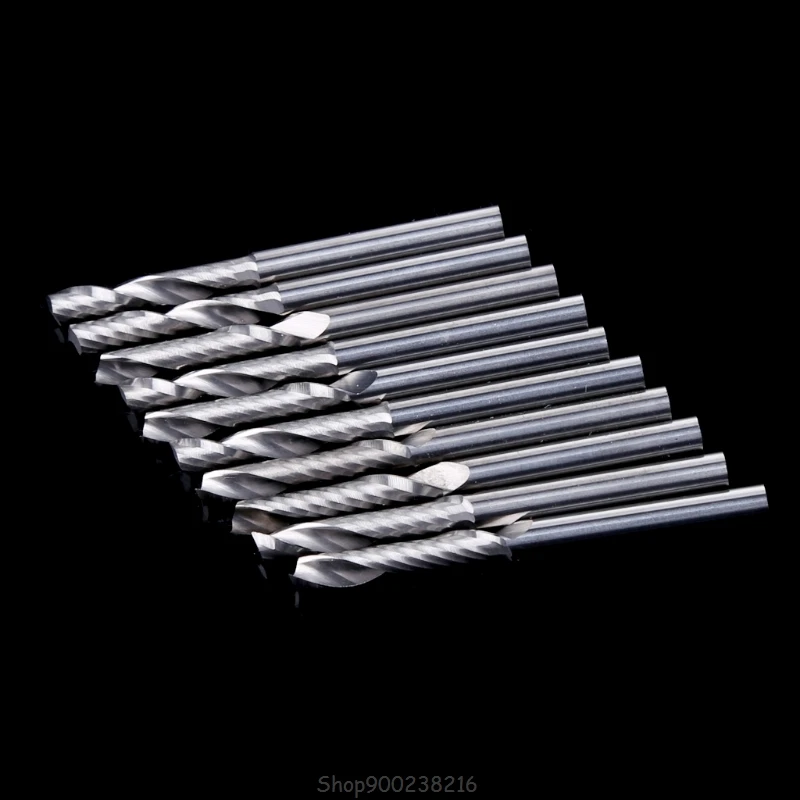 10 шт. 1/8 "одинарная флейта карбидная спиральная плоская Концевая фреза CNC 17 мм CEL