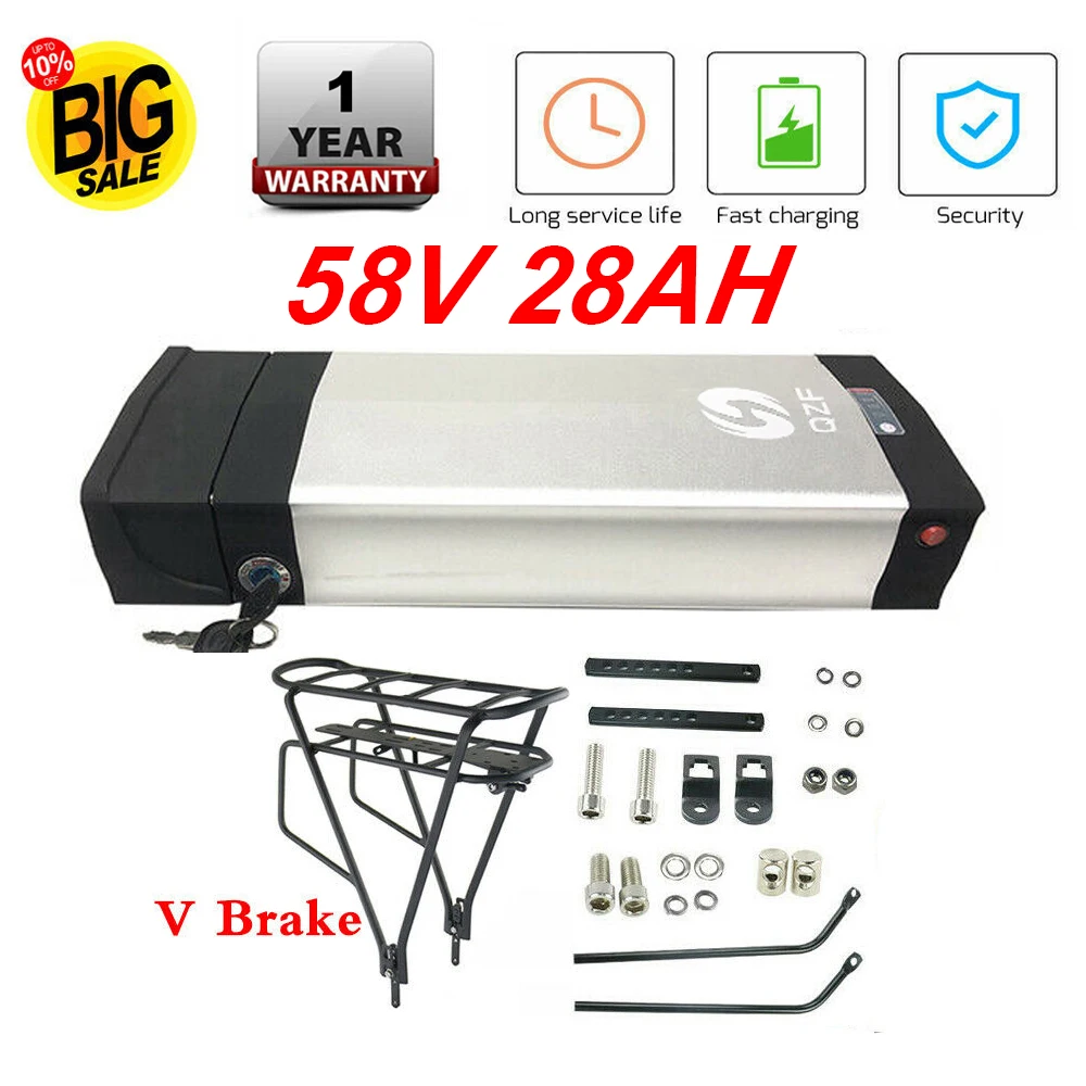 Аккумулятор для велосипеда QZF 14S8P 52 в 28AH задняя стойка аккумулятор с ячейкой Samsung
