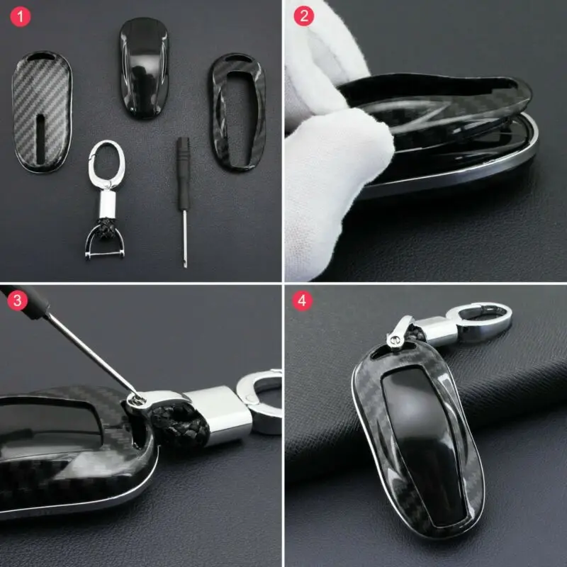 Защитный чехол брелок из углеродного волокна для модели Tesla 3 Model S 1 шт.|Футляр