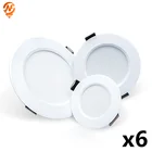 Светодиодный Светильник направленного света, круглая Встраиваемая лампа, 6 шт.лот, 3 Вт, 5 Вт, 7 Вт, 9 Вт, 12 Вт, 15 Вт, 220 В переменного тока, домашний декор, для спальни, кухни, комнатное точечное освещение
