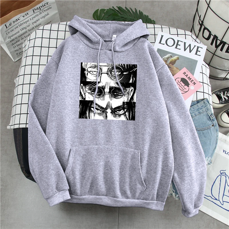

Family Attack on Titan Print Hoodies Japan Comics Harajuku Clothing Man Casual Loose Sweatshirt Winter Fleece Hip Hop Streetwear