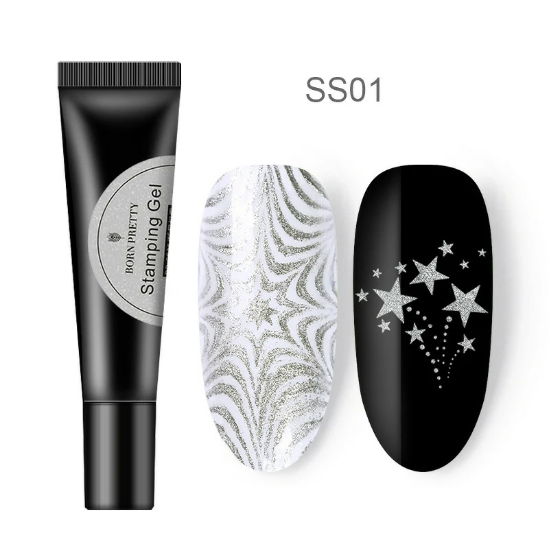 SS01 Гель-лак Born Pretty, 8 мл, гель для стемпинга ногтей, цветной лак, отмачиваемый лак, штамповочный УФ-гель, пластина для стемпинга для нейл-арта - Цвет: SS01