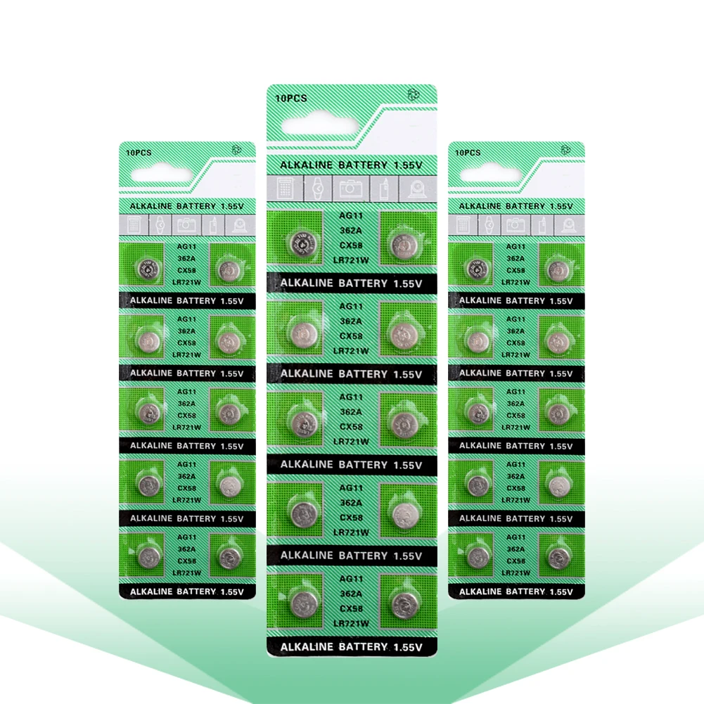 

100pcs/pack LR721 362 AG11 Button Battery SR721 162 Cell Coin Alkaline Batteries 1.55V For Watch Toys Remote Wholesale