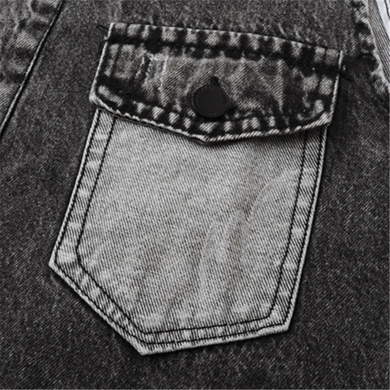 

Spring Autumn Short Denim Vest Women Korean Fashion Dark Gray Hooded Waistcoat Plus Size Sleeveless Jacket Loose Jeans Tops G914