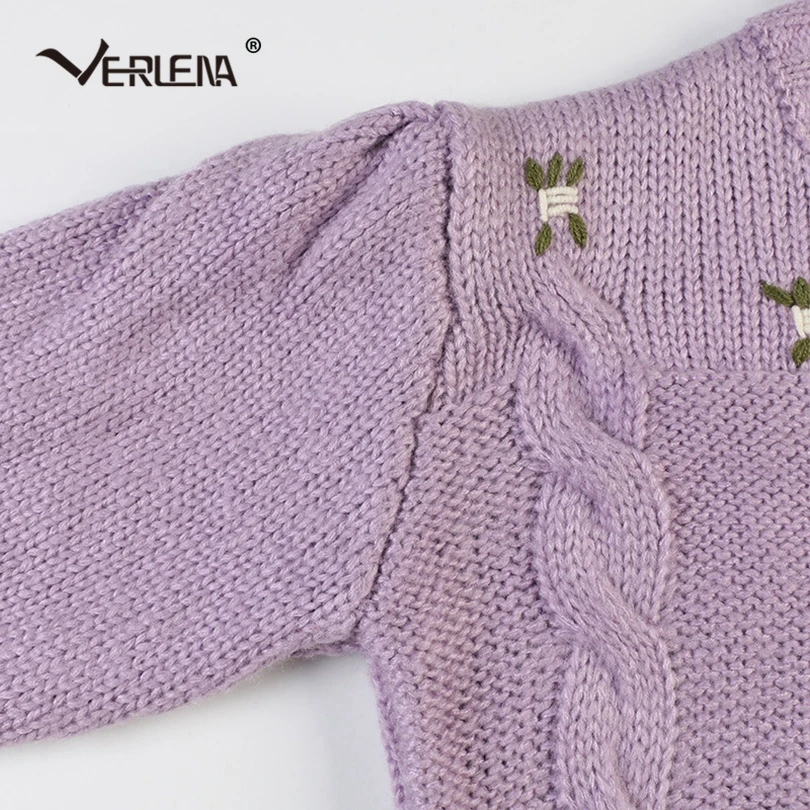 Verlena Cable трикотажные цветочные короткие фиолетовые кардиганы для женщин с