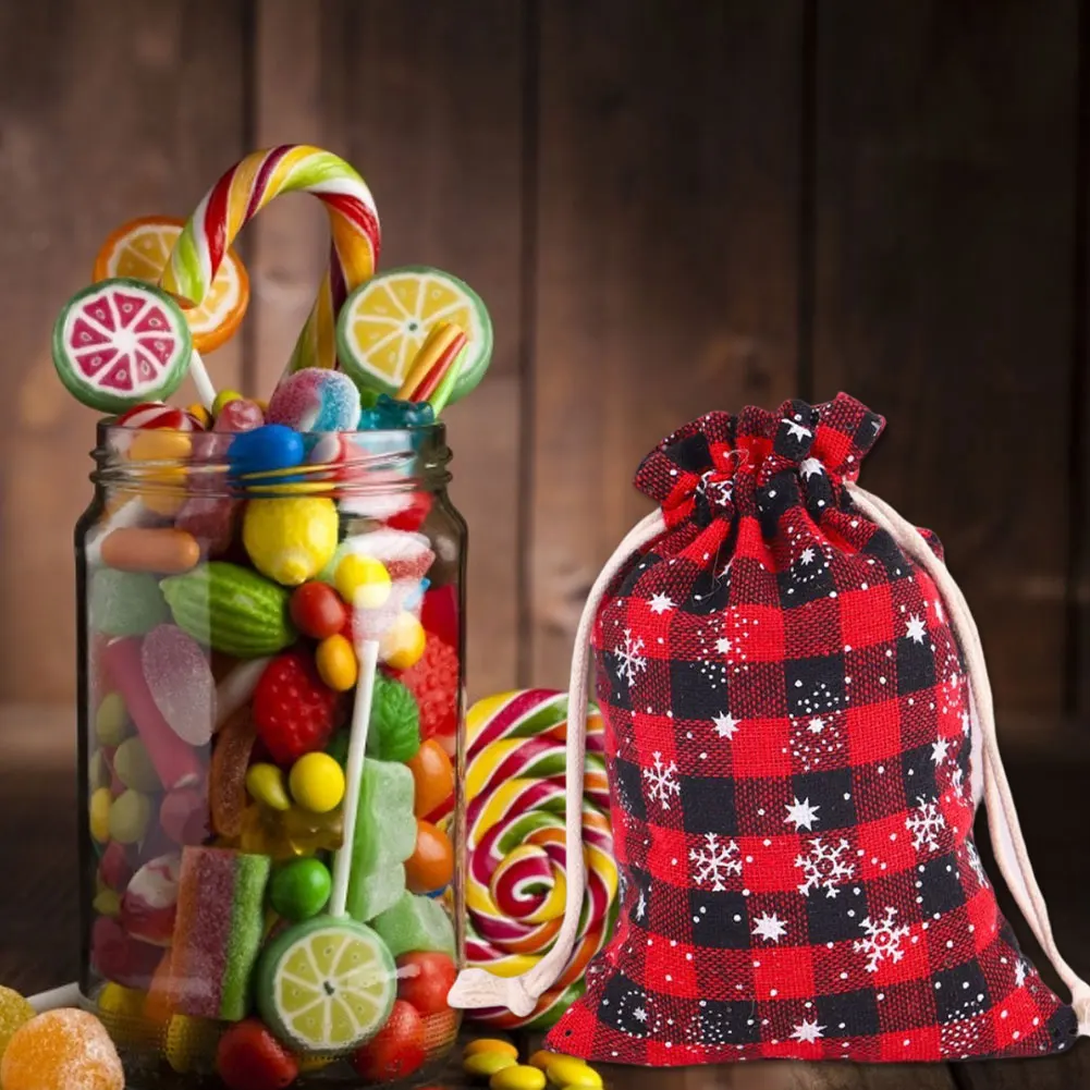 

12 шт., новогодние подарочные пакеты в клетку