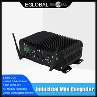 Almighty 7x24 Hours Industrial Fanless Mini PC Intel i5-10510U Rugged Computer 6*COM 2*Lans 8*USB GPIO  PS/2 4G WiFi