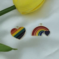10pcspack rainbow love heart enamel charms earring charms in jewelry making colorful charms for bracelets diy