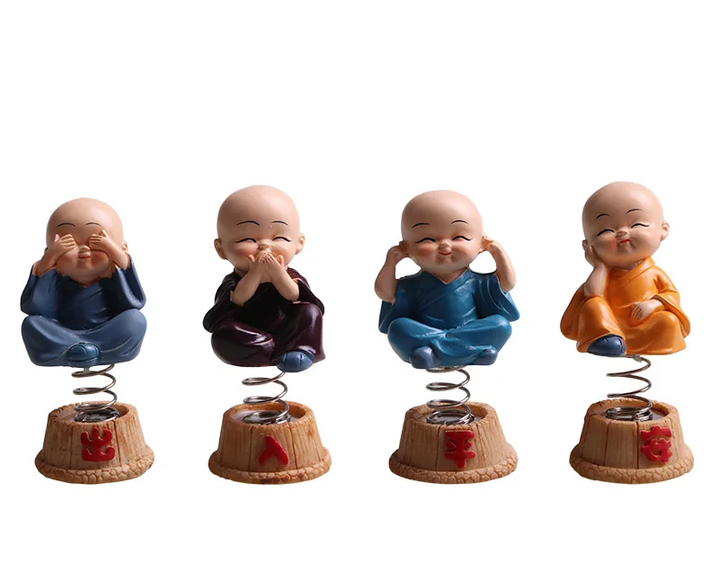 Mixed colors 4 шт./компл. автомобиля украшения смолы Bobbleheads фигурка кукол монахов Будда Майтрея рисунок подарок стол Авто декорированные заклепками; стайлинга автомобилей - Название цвета: Mixed colors