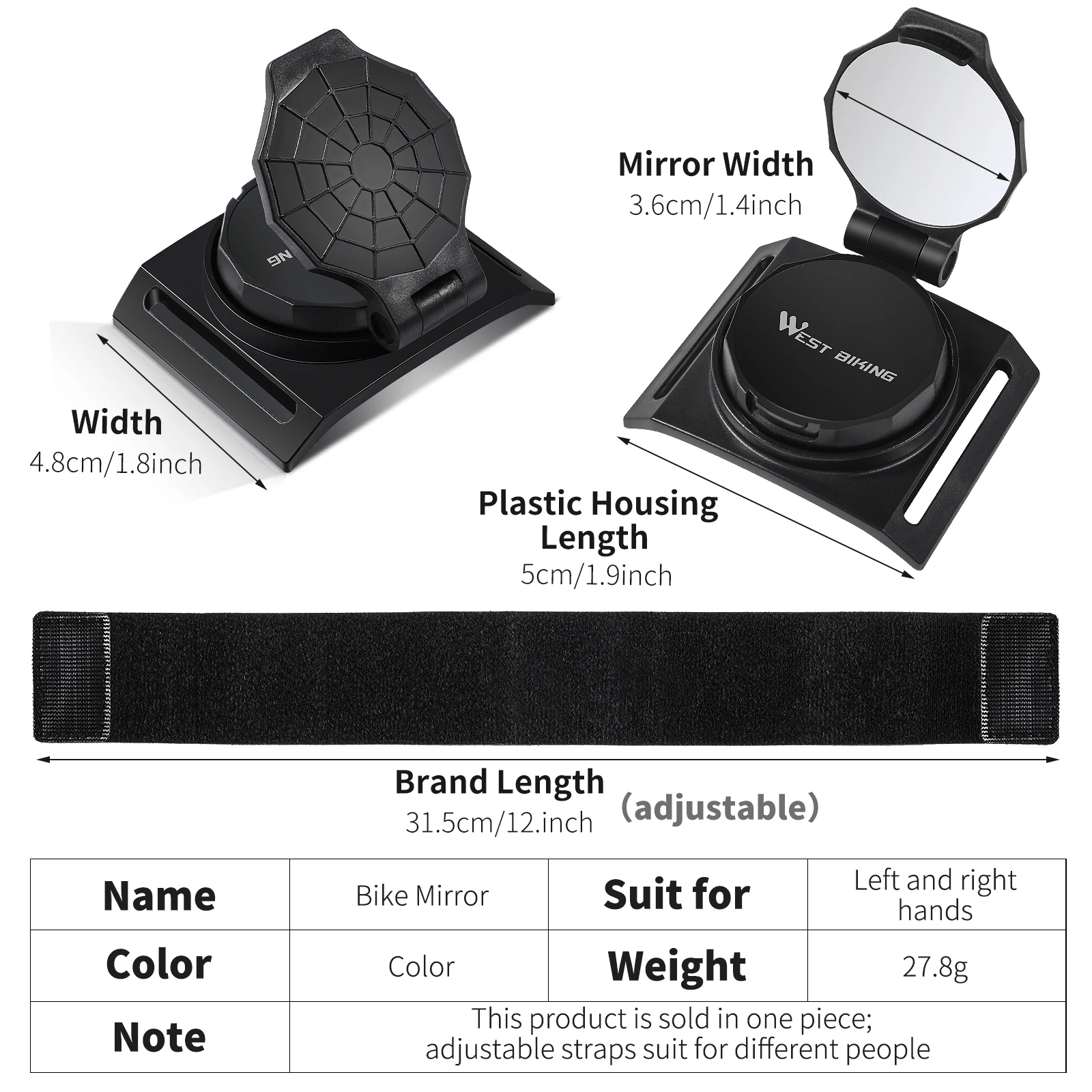 WEST BIKING велосипед зеркала на запястье Регулируемый поворотный зеркало заднего