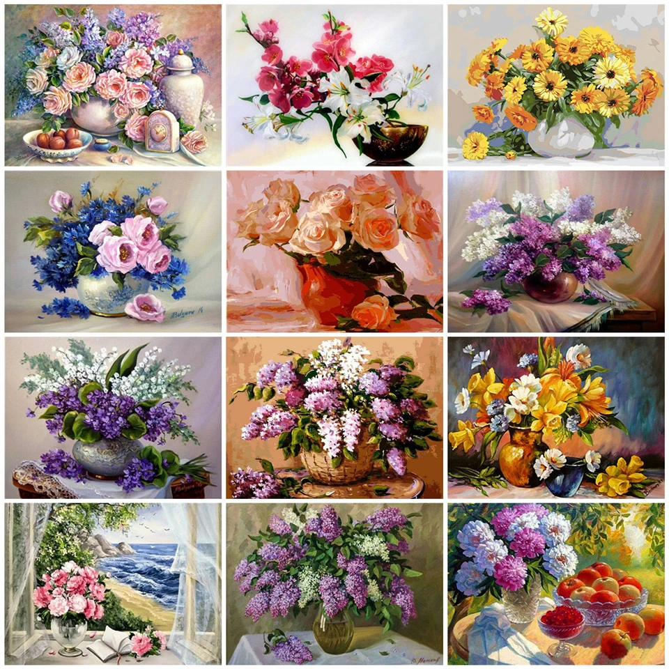 Раскраска по номерам для взрослых AZQSD акриловая краска сделай сам раскрашивания