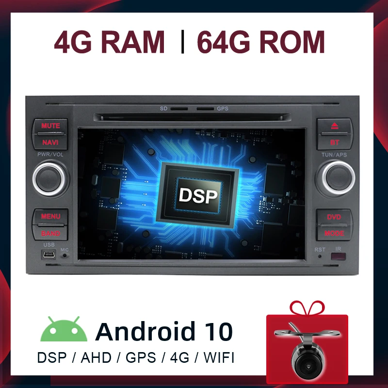 Автомагнитола DSP 2 Din PX6 Android 9 для Ford/Mondeo/Focus/Transit/C MAX/S MAX/Fiesta Автомобильный