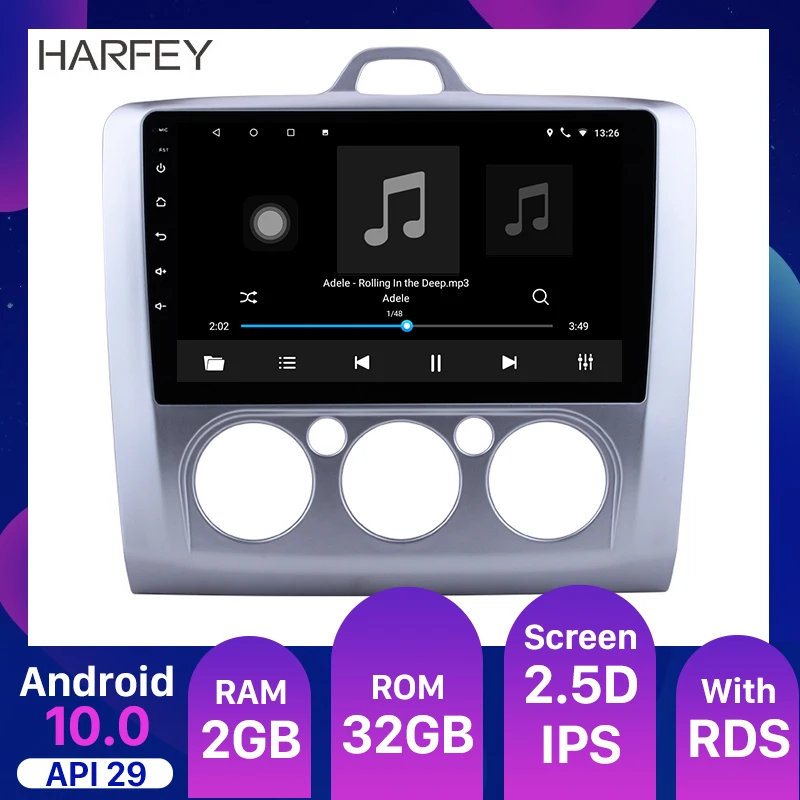 Автомагнитола Harfey на Android 10 0 9 дюймов стерео GPS 2DIN для 2004 2005 2006-2011 Ford Focus Exi MT 2 3 MK2/MK3