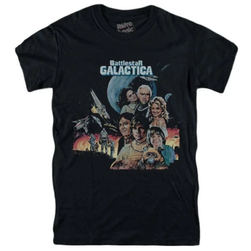 Battlestar Галактическая футболка 1978 ТВ сериал Дирк Бенедикт Ноя хатьюэу Винтажная