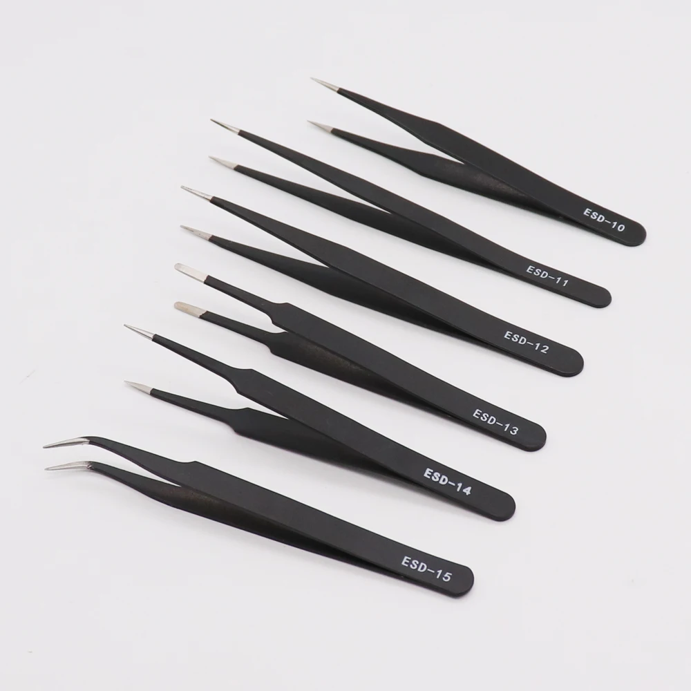 

Stainless steel precision ESD anti-static tweezers pointed elbow can be customized tools bird's nest clip grafting eyelash tweez