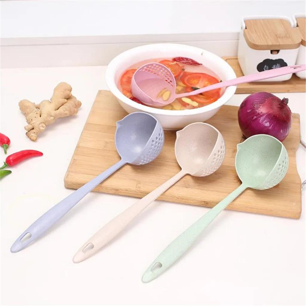 2 in 1 Soup Spoon Long Handle Creative Porridge Filter Dinnerware Cooking Tools Grid Scoop Kitchen Colanders Garden | Дом и сад
