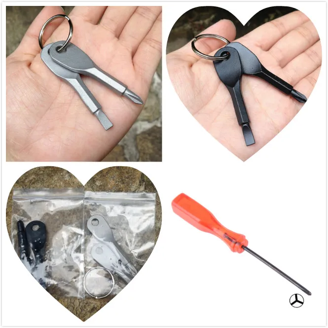

1 Set EDC Stainless Steel Multifunction Screwdriver Key Shape Mini Slotted Phillips Screwdrivers Keychain Pocket Repair Tool