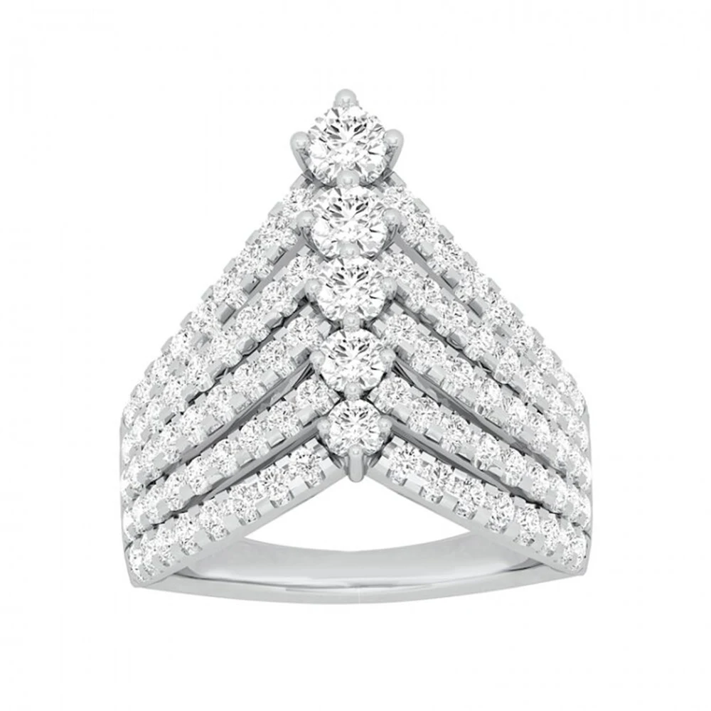 

HESHI Ring-Journey diamond multi-row V-shaped ring