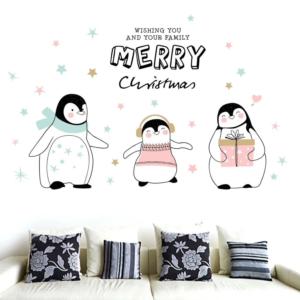 Счастливый пингвин семья ПВХ стикер стены дома гостиной детской комнаты