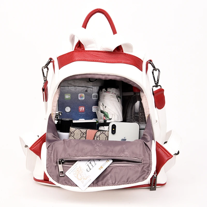 

High Quality Leather Women Backpack Anti-Theft Colorblock Female Travel Backpack Large Capacity School Bags Teenage Girl Mochila