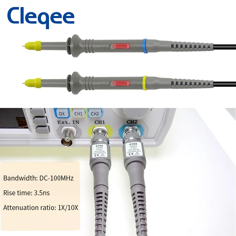 Осциллограф Cleqee P6100 2 шт. 100 МГц BNC DC-100MHz зажим типа крокодил тестовый зонд для Tektronix