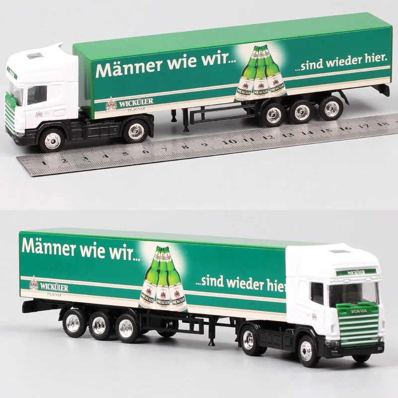 Прозрачный 1/87 Scale Mini Small Germany Advertising AD Media container Cargo trailer tow Truck Diecasts& Toy Vehicles model Cars souvenir - Цвет: Прозрачный