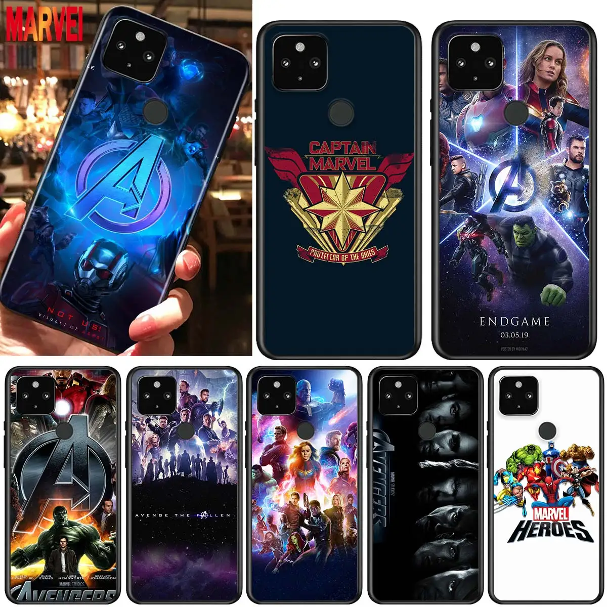 

Hot Marvel Avengers Shockproof Cover for Google Pixel 5 5A 4 4A XL 5G Black Phone Case Shell Soft Fundas Coque Capa Cover