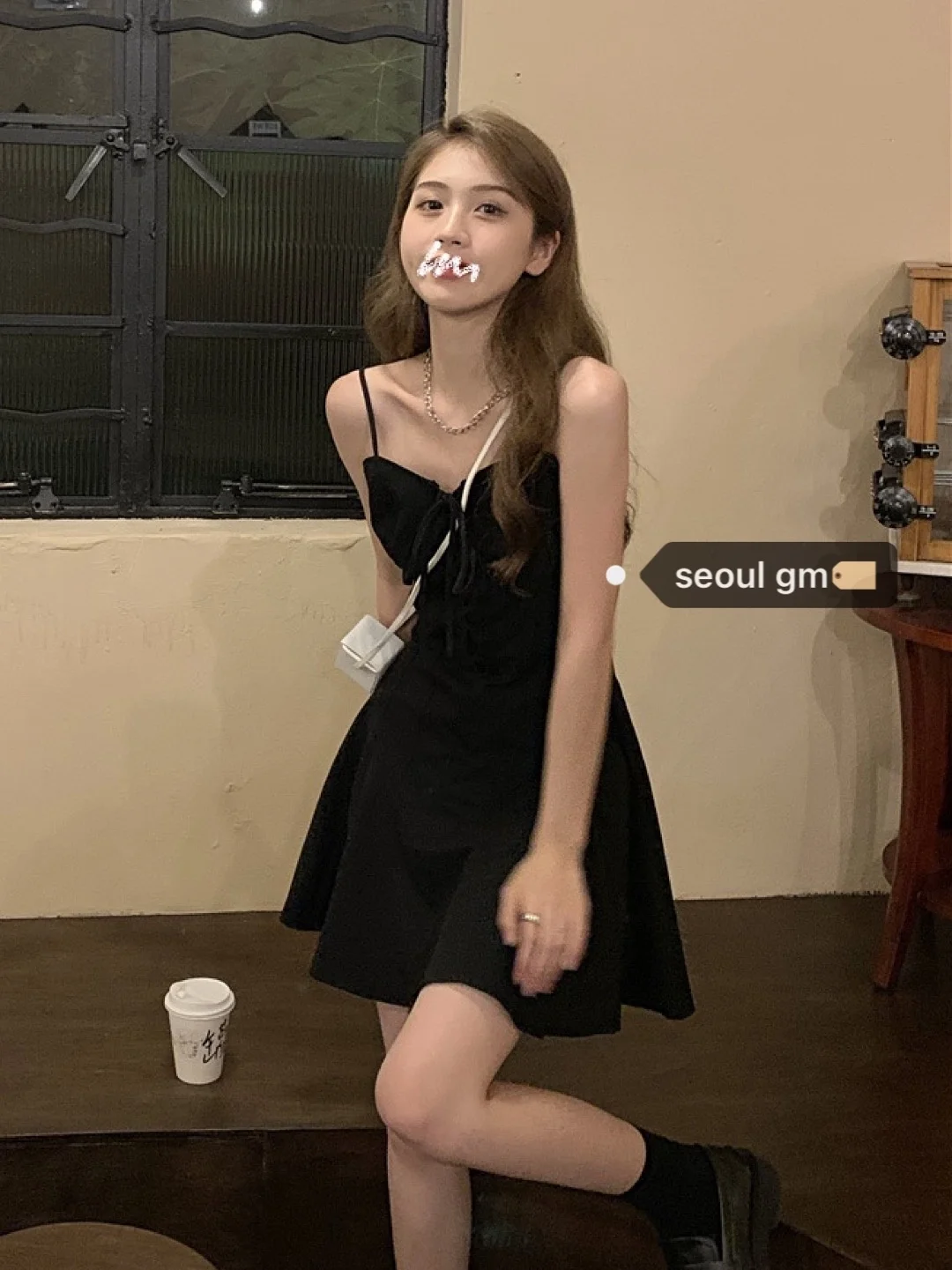 Корейское темное платье для девушек с V-образным вырезом закрывающее талию на