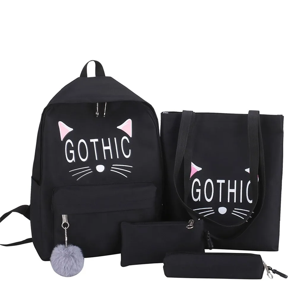 4 шт./компл. сумки для женщин 2019 Мультяшные холщовые через плечо сумка большой