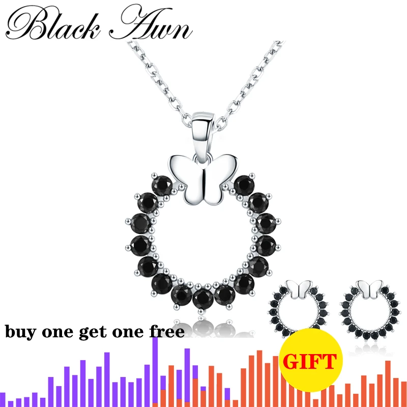 Женское ожерелье из серебра 925 пробы с бабочками|Подвески| |